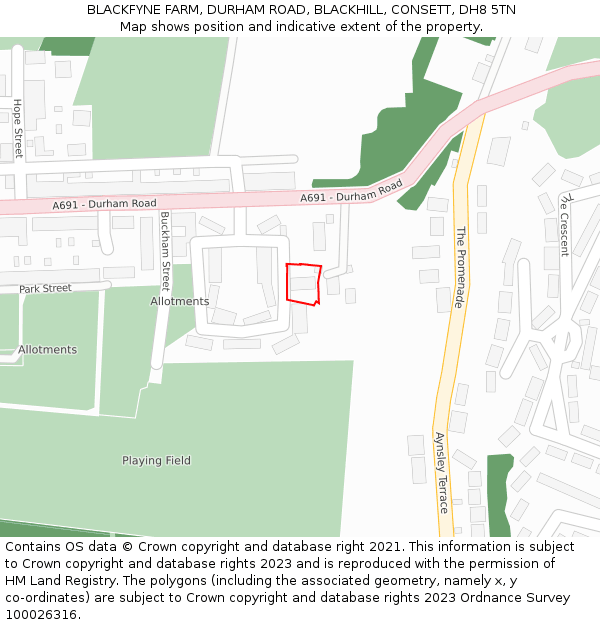 BLACKFYNE FARM, DURHAM ROAD, BLACKHILL, CONSETT, DH8 5TN: Location map and indicative extent of plot