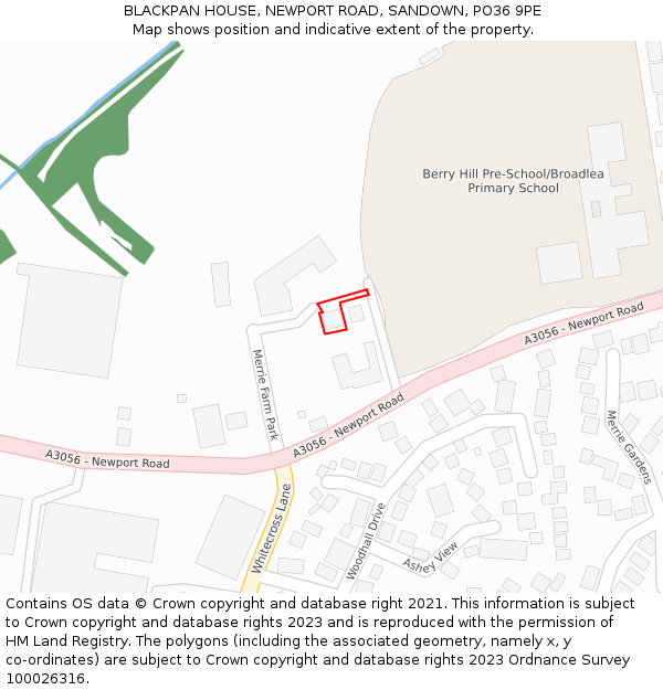 BLACKPAN HOUSE, NEWPORT ROAD, SANDOWN, PO36 9PE: Location map and indicative extent of plot