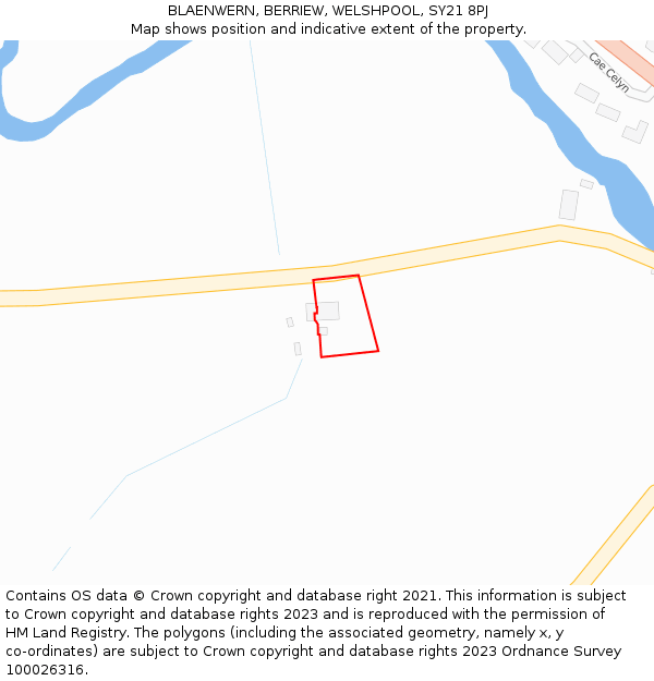 BLAENWERN, BERRIEW, WELSHPOOL, SY21 8PJ: Location map and indicative extent of plot
