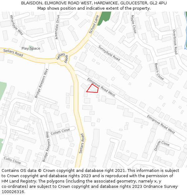 BLAISDON, ELMGROVE ROAD WEST, HARDWICKE, GLOUCESTER, GL2 4PU: Location map and indicative extent of plot