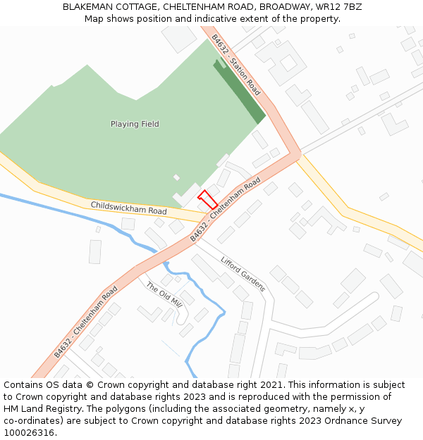 BLAKEMAN COTTAGE, CHELTENHAM ROAD, BROADWAY, WR12 7BZ: Location map and indicative extent of plot