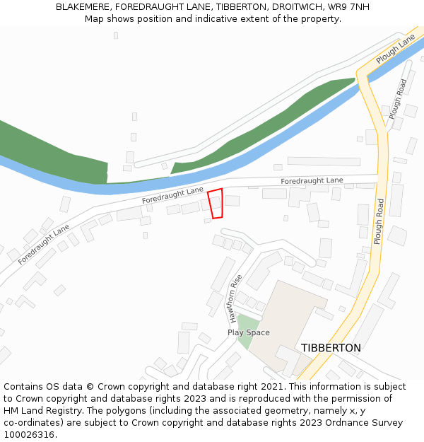 BLAKEMERE, FOREDRAUGHT LANE, TIBBERTON, DROITWICH, WR9 7NH: Location map and indicative extent of plot