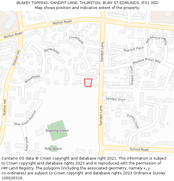 BLAKEY TOPPING, SANDPIT LANE, THURSTON, BURY ST EDMUNDS, IP31 3SD: Location map and indicative extent of plot