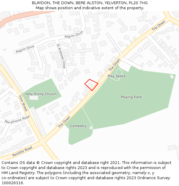 BLAYDON, THE DOWN, BERE ALSTON, YELVERTON, PL20 7HG: Location map and indicative extent of plot
