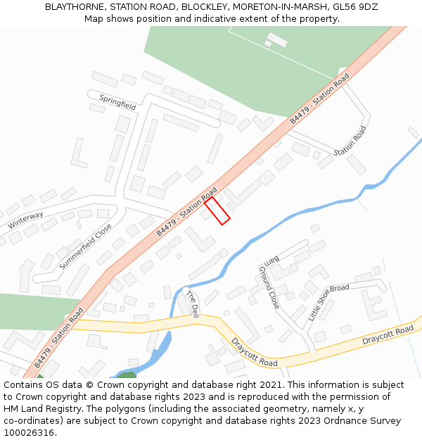 BLAYTHORNE, STATION ROAD, BLOCKLEY, MORETON-IN-MARSH, GL56 9DZ: Location map and indicative extent of plot