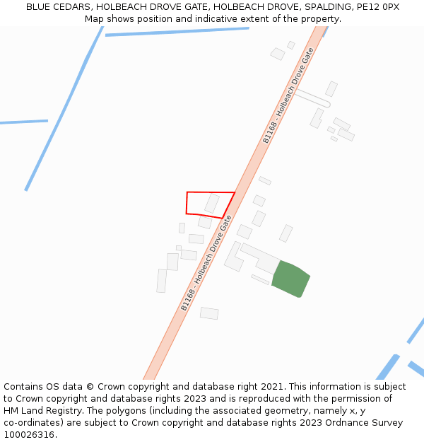 BLUE CEDARS, HOLBEACH DROVE GATE, HOLBEACH DROVE, SPALDING, PE12 0PX: Location map and indicative extent of plot