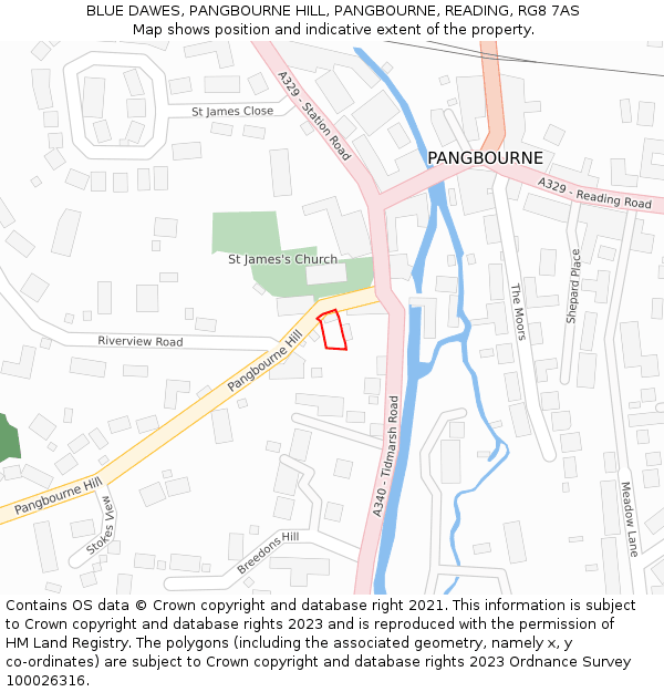 BLUE DAWES, PANGBOURNE HILL, PANGBOURNE, READING, RG8 7AS: Location map and indicative extent of plot