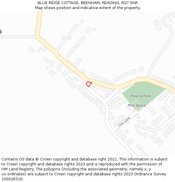 BLUE RIDGE COTTAGE, BEENHAM, READING, RG7 5NR: Location map and indicative extent of plot