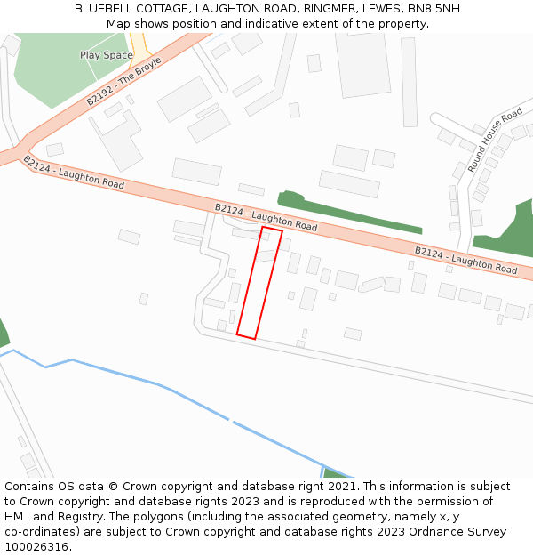 BLUEBELL COTTAGE, LAUGHTON ROAD, RINGMER, LEWES, BN8 5NH: Location map and indicative extent of plot