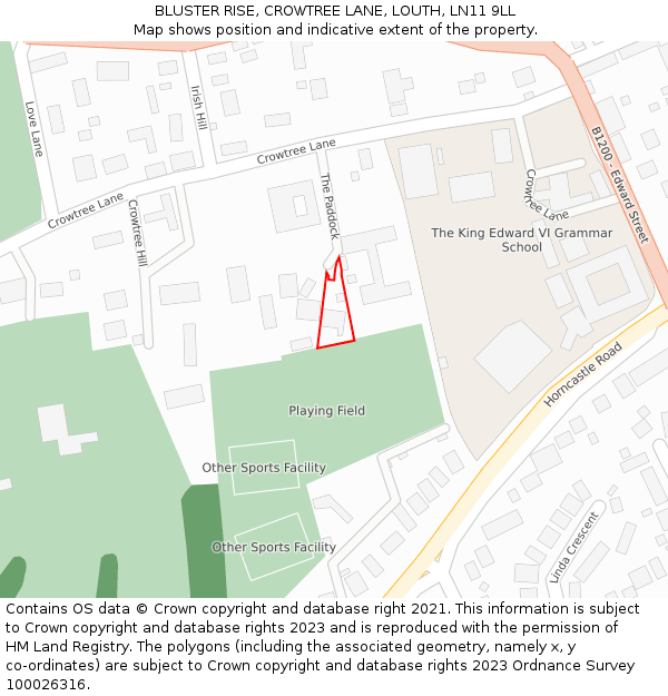 BLUSTER RISE, CROWTREE LANE, LOUTH, LN11 9LL: Location map and indicative extent of plot