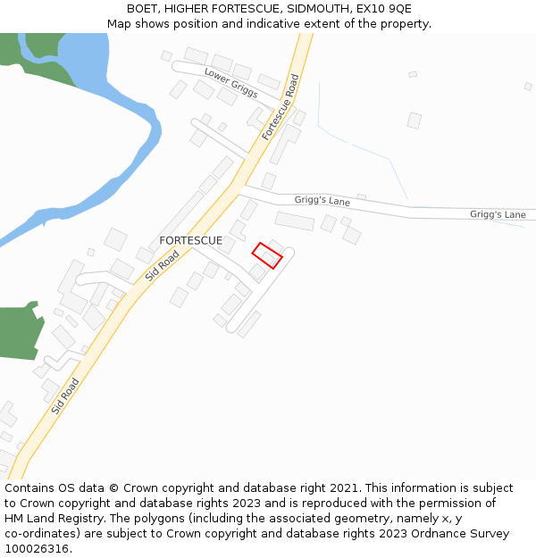 BOET, HIGHER FORTESCUE, SIDMOUTH, EX10 9QE: Location map and indicative extent of plot