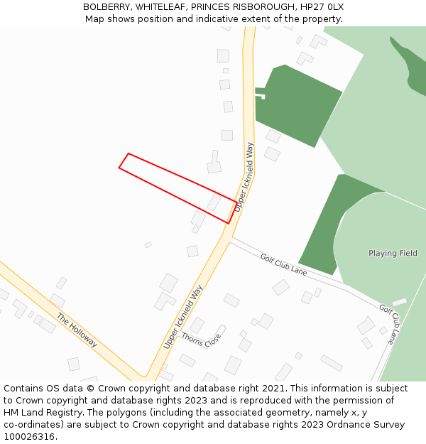 BOLBERRY, WHITELEAF, PRINCES RISBOROUGH, HP27 0LX: Location map and indicative extent of plot