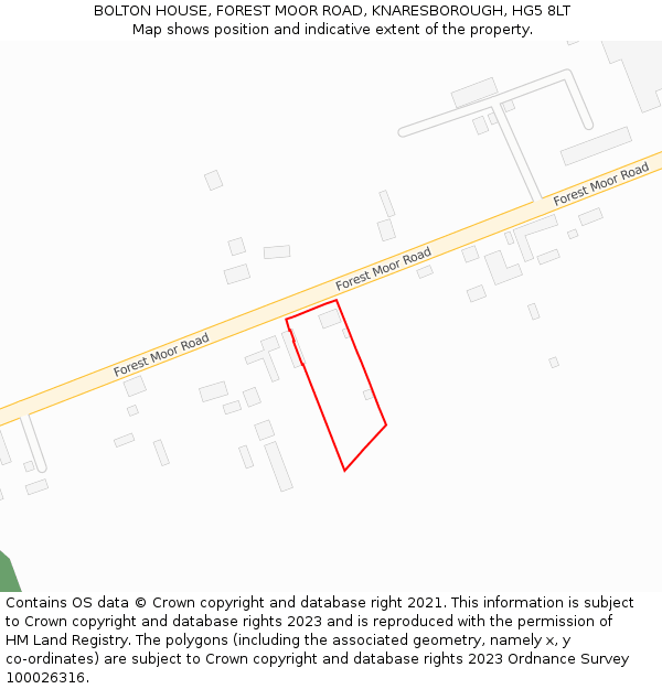 BOLTON HOUSE, FOREST MOOR ROAD, KNARESBOROUGH, HG5 8LT: Location map and indicative extent of plot