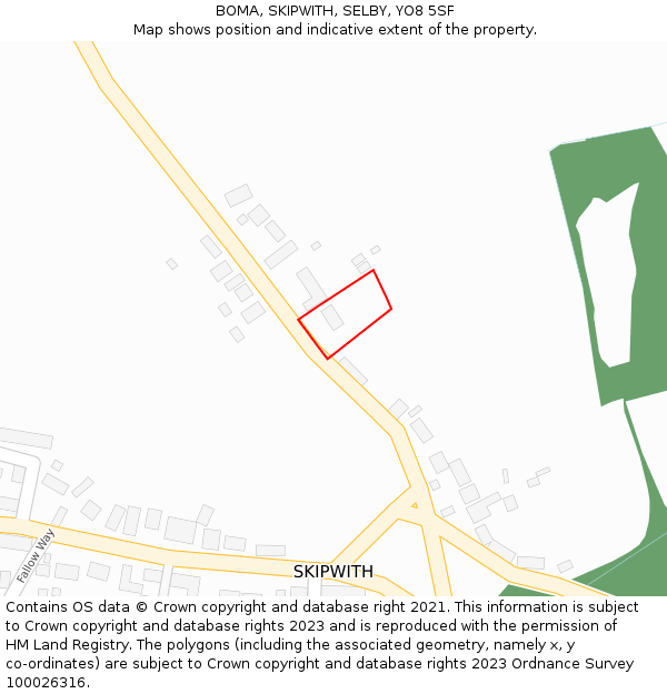 BOMA, SKIPWITH, SELBY, YO8 5SF: Location map and indicative extent of plot