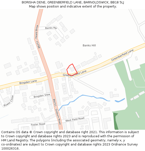 BORISHA DENE, GREENBERFIELD LANE, BARNOLDSWICK, BB18 5LJ: Location map and indicative extent of plot