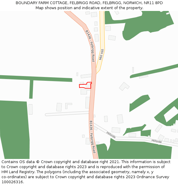 BOUNDARY FARM COTTAGE, FELBRIGG ROAD, FELBRIGG, NORWICH, NR11 8PD: Location map and indicative extent of plot