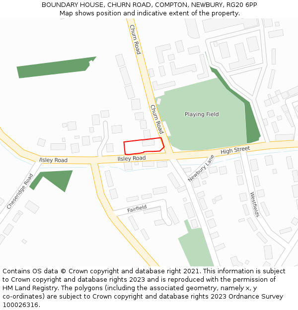 BOUNDARY HOUSE, CHURN ROAD, COMPTON, NEWBURY, RG20 6PP: Location map and indicative extent of plot