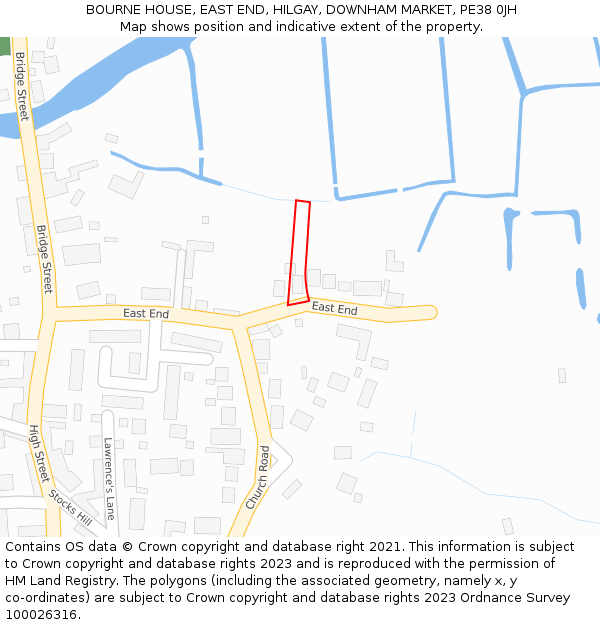 BOURNE HOUSE, EAST END, HILGAY, DOWNHAM MARKET, PE38 0JH: Location map and indicative extent of plot