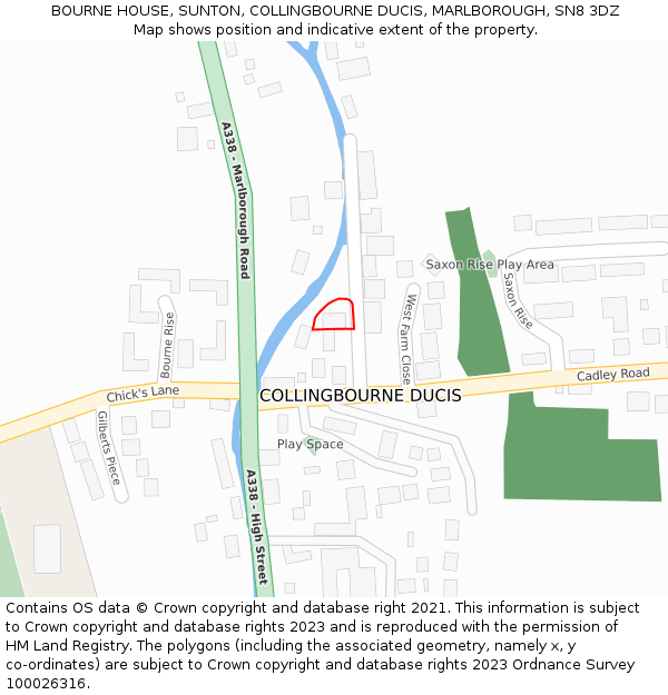 BOURNE HOUSE, SUNTON, COLLINGBOURNE DUCIS, MARLBOROUGH, SN8 3DZ: Location map and indicative extent of plot