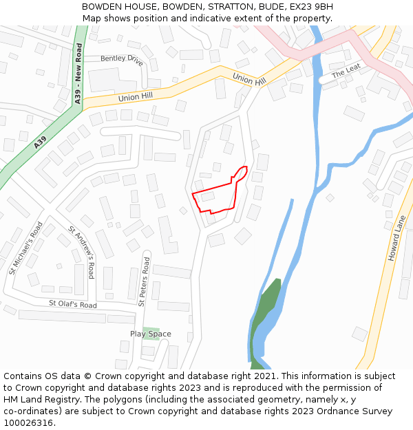 BOWDEN HOUSE, BOWDEN, STRATTON, BUDE, EX23 9BH: Location map and indicative extent of plot
