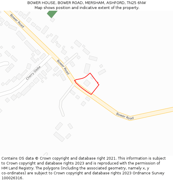 BOWER HOUSE, BOWER ROAD, MERSHAM, ASHFORD, TN25 6NW: Location map and indicative extent of plot