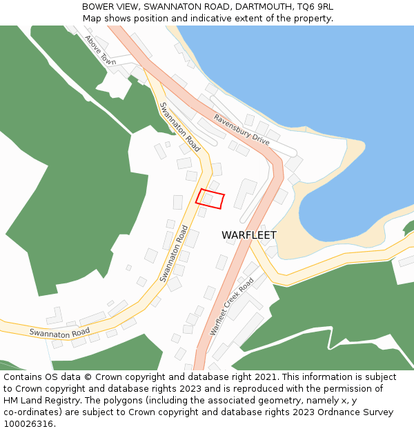 BOWER VIEW, SWANNATON ROAD, DARTMOUTH, TQ6 9RL: Location map and indicative extent of plot