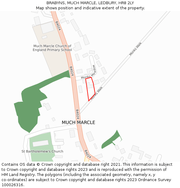 BRABYNS, MUCH MARCLE, LEDBURY, HR8 2LY: Location map and indicative extent of plot
