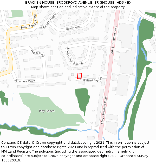 BRACKEN HOUSE, BROOKROYD AVENUE, BRIGHOUSE, HD6 4BX: Location map and indicative extent of plot