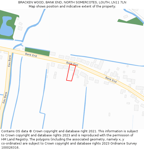 BRACKEN WOOD, BANK END, NORTH SOMERCOTES, LOUTH, LN11 7LN: Location map and indicative extent of plot