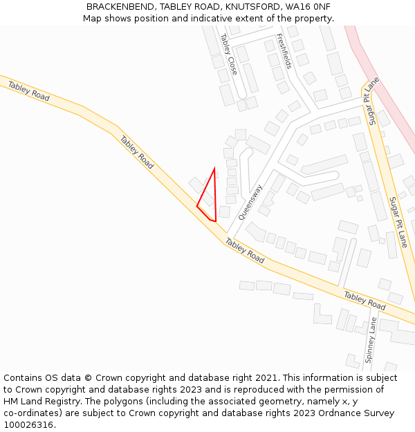 BRACKENBEND, TABLEY ROAD, KNUTSFORD, WA16 0NF: Location map and indicative extent of plot