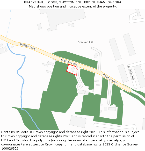 BRACKENHILL LODGE, SHOTTON COLLIERY, DURHAM, DH6 2RA: Location map and indicative extent of plot