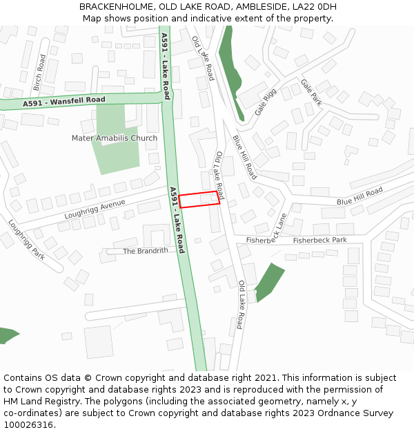 BRACKENHOLME, OLD LAKE ROAD, AMBLESIDE, LA22 0DH: Location map and indicative extent of plot