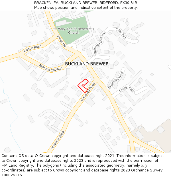 BRACKENLEA, BUCKLAND BREWER, BIDEFORD, EX39 5LR: Location map and indicative extent of plot