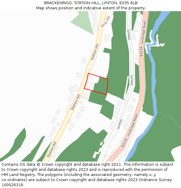 BRACKENRIGG, STATION HILL, LYNTON, EX35 6LB: Location map and indicative extent of plot