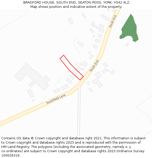 BRADFORD HOUSE, SOUTH END, SEATON ROSS, YORK, YO42 4LZ: Location map and indicative extent of plot