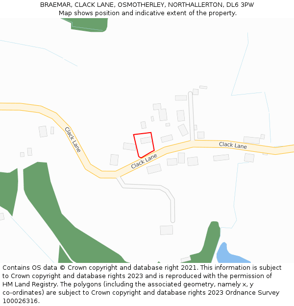 BRAEMAR, CLACK LANE, OSMOTHERLEY, NORTHALLERTON, DL6 3PW: Location map and indicative extent of plot