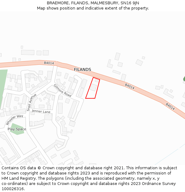 BRAEMORE, FILANDS, MALMESBURY, SN16 9JN: Location map and indicative extent of plot