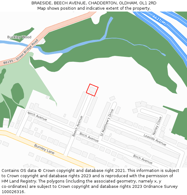 BRAESIDE, BEECH AVENUE, CHADDERTON, OLDHAM, OL1 2RD: Location map and indicative extent of plot