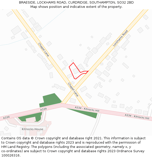 BRAESIDE, LOCKHAMS ROAD, CURDRIDGE, SOUTHAMPTON, SO32 2BD: Location map and indicative extent of plot