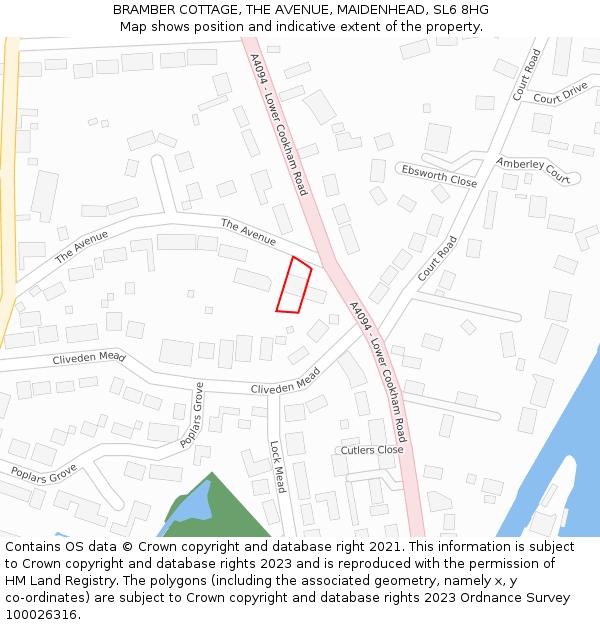 BRAMBER COTTAGE, THE AVENUE, MAIDENHEAD, SL6 8HG: Location map and indicative extent of plot