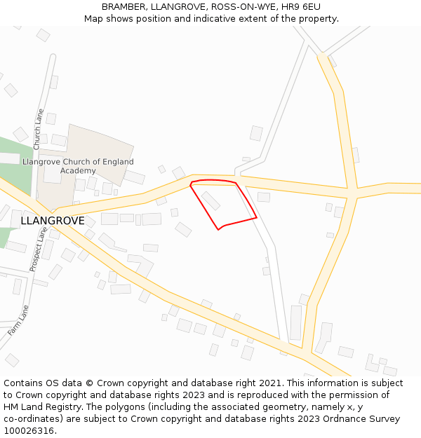 BRAMBER, LLANGROVE, ROSS-ON-WYE, HR9 6EU: Location map and indicative extent of plot