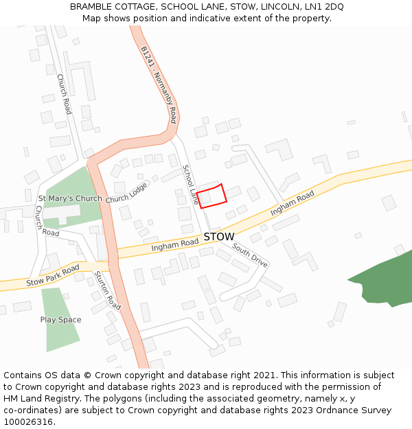 BRAMBLE COTTAGE, SCHOOL LANE, STOW, LINCOLN, LN1 2DQ: Location map and indicative extent of plot