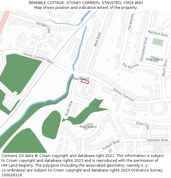 BRAMBLE COTTAGE, STONEY COMMON, STANSTED, CM24 8NH: Location map and indicative extent of plot