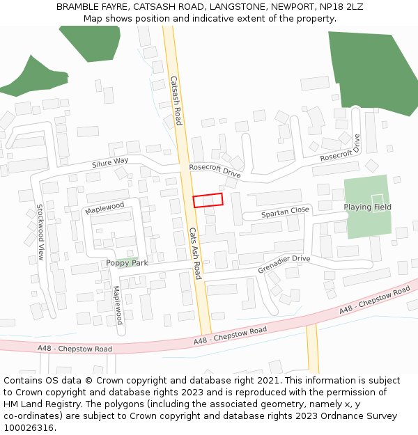 BRAMBLE FAYRE, CATSASH ROAD, LANGSTONE, NEWPORT, NP18 2LZ: Location map and indicative extent of plot