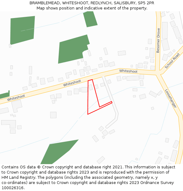 BRAMBLEMEAD, WHITESHOOT, REDLYNCH, SALISBURY, SP5 2PR: Location map and indicative extent of plot