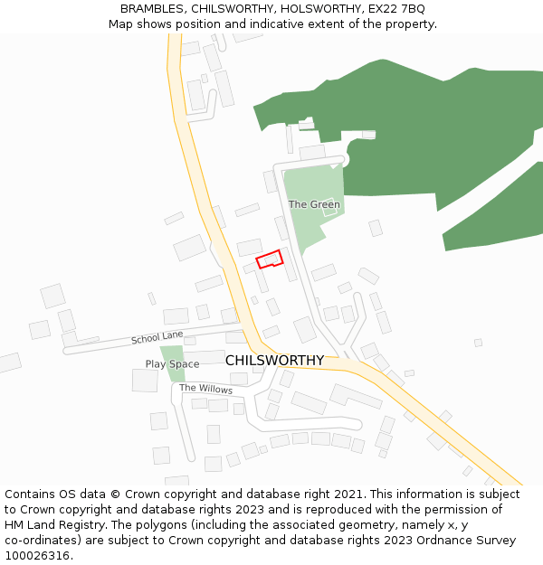 BRAMBLES, CHILSWORTHY, HOLSWORTHY, EX22 7BQ: Location map and indicative extent of plot