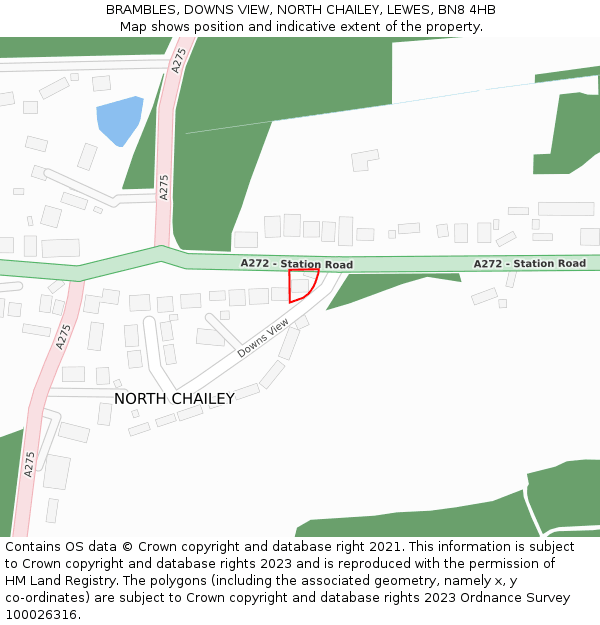 BRAMBLES, DOWNS VIEW, NORTH CHAILEY, LEWES, BN8 4HB: Location map and indicative extent of plot