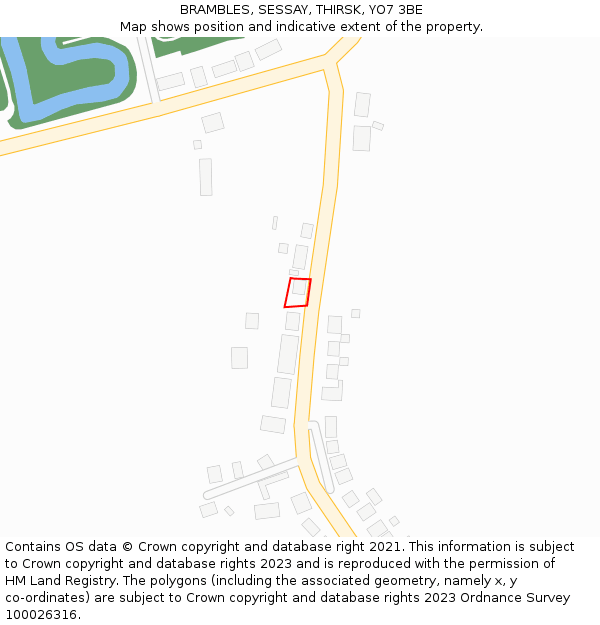 BRAMBLES, SESSAY, THIRSK, YO7 3BE: Location map and indicative extent of plot