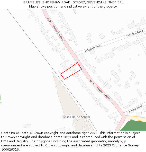 BRAMBLES, SHOREHAM ROAD, OTFORD, SEVENOAKS, TN14 5RL: Location map and indicative extent of plot