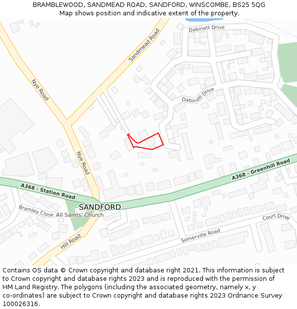 BRAMBLEWOOD, SANDMEAD ROAD, SANDFORD, WINSCOMBE, BS25 5QG: Location map and indicative extent of plot